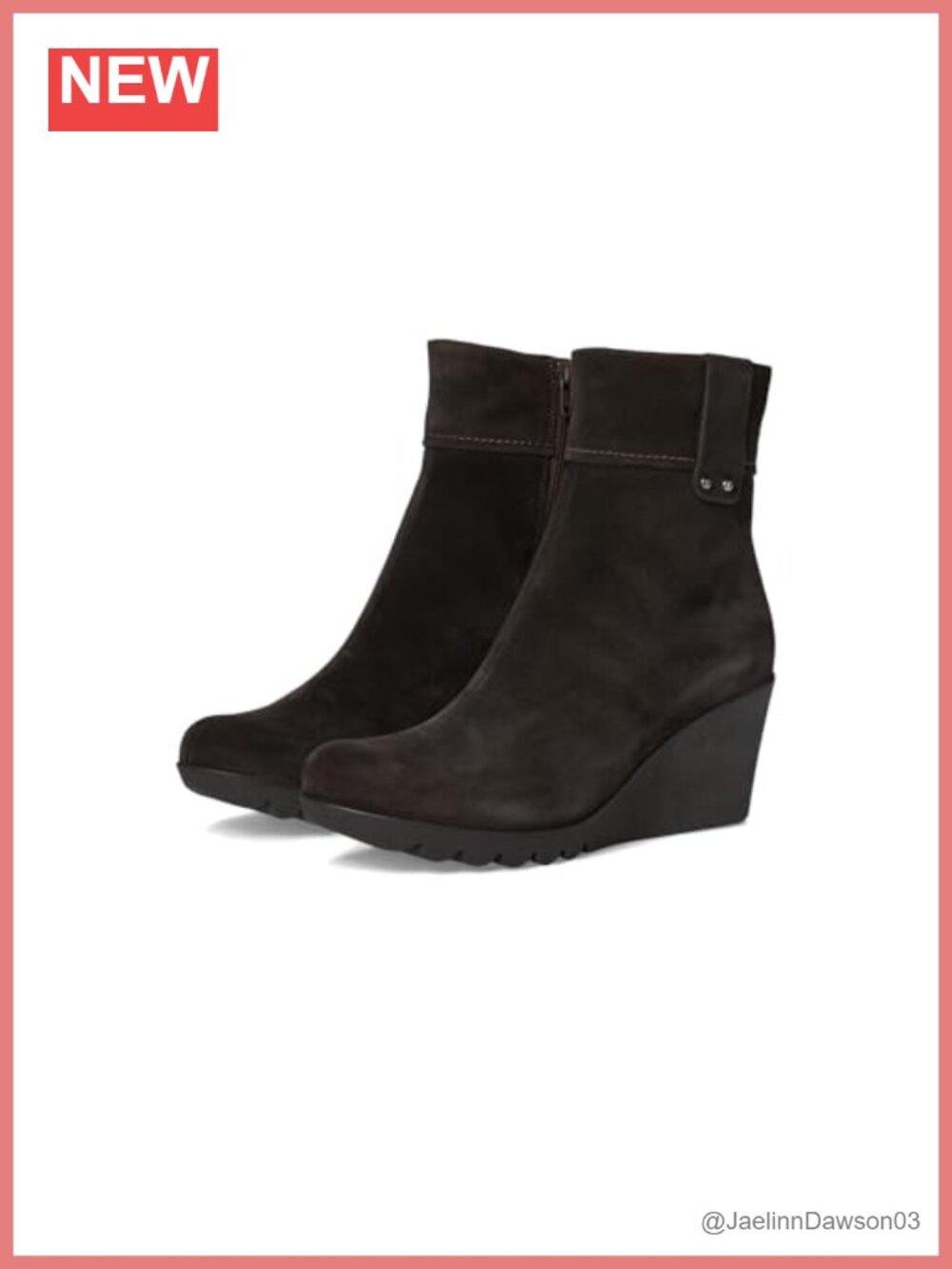 La Canadienne Suede Bootie Ankle Boot with Wedge Heel, Memory Foam Insole, Side